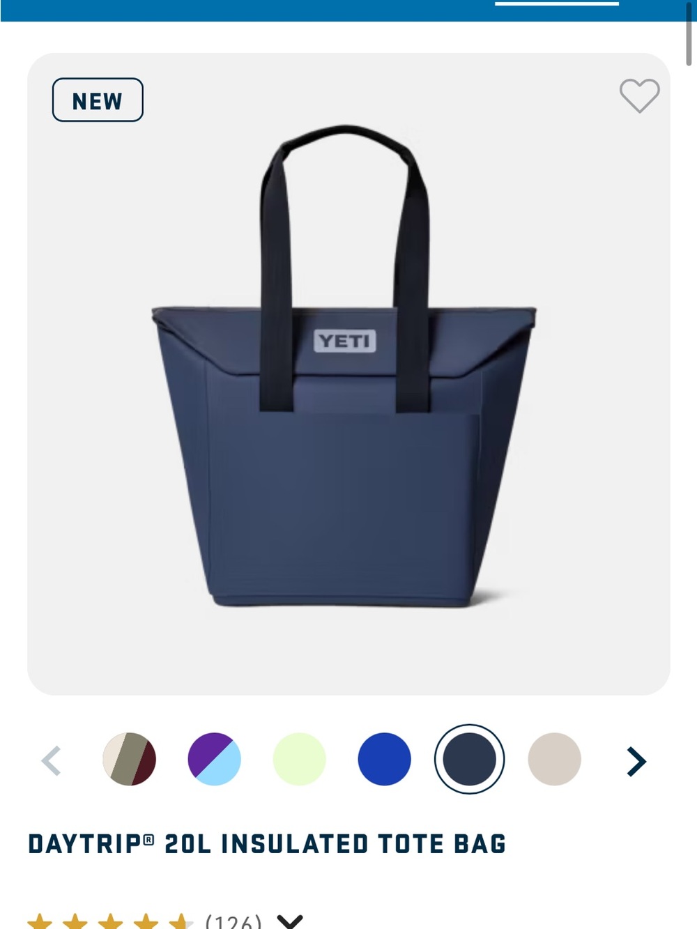 BNWT Yeti Daytrip 20L Insulated Tote Bag in Classic Navy